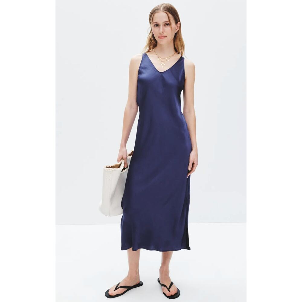 NIC + ZOE Day Gloss Bias Cut Tank Dress in Blue Size M